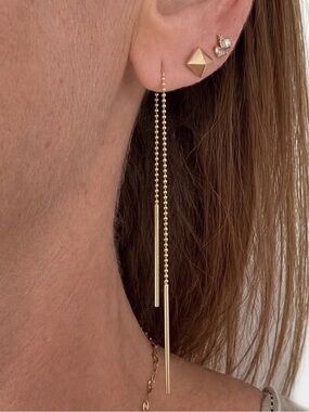 Celebrity Stylist Curated Real 14k Gold Threader Earrings | Fine Jewlery